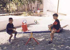 In the playground with the Wonderworld Nursery school & Kindergarten in Larnaca, Cyprus 