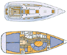 Deck plans - to charter this boat in Cyprus, contact us below