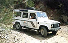 Defender jeep takes passengers on safari excursions throughout Cyprus